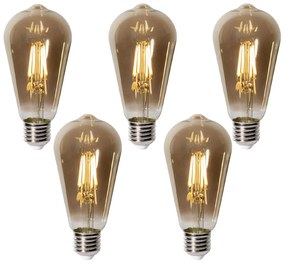 Set de 5 becuri LED E27 reglabile ST64 cu sticlă fumurie 5W 450 lm 2700K
