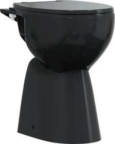 vidaXL Toaletă fără bord 7 cm înălțime suplimentară închidere ușoară ceramică neagră