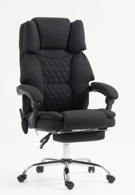 RESIGILAT- Scaun directorial, cu Masaj și Încălzire, suport picioare, textil, Negru