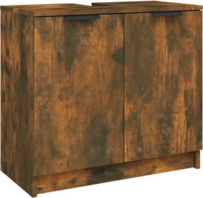 vidaXL Dulap de baie, stejar fumuriu, 64,5x33,5x59 cm, lemn prelucrat