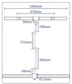 Lampă LED flexibilă birou, dimabilă, 36W, 230V, 3000-6500K, CRI 92, negru