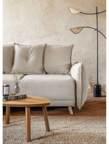 Colțar bej extensibil cu tapițerie din catifea reiată (colț stânga) Lazy Lukka – Miuform