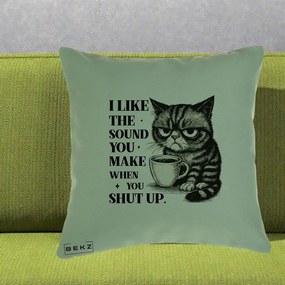 Perna Decorativa I Like the Sound You Make Pisica, 40x40 cm, Verde, Husa Detasabila, Perna Inclusa, BEKZ®