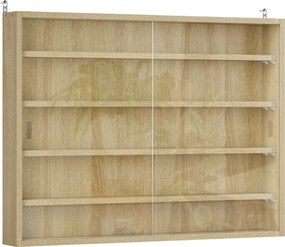 HOMCOM Vitrină Culoarea Lemnului cu 5 Rafturi Reglabile și Uși din Sticlă | Aosom Romania