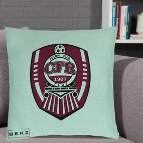 Perna Personalizata CFR Cluj Fotbal Club 1907, 40x40 cm, Verde Menta, Husa Detasabila, Perna Inclusa, BEKZ®