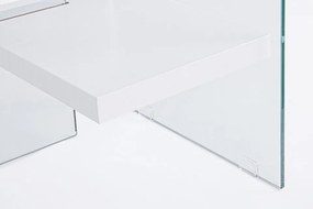 Birou de studiu alb fibra din sticla temperata si MDF melaminat, 120 cm, Bilbao Bizzotto