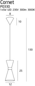 Pendul LED design modern 12cm CORNET P0330 MX