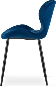 Scaun de masa MANGO VELVET cu picioare negre, albastru