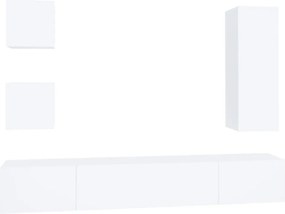 vidaXL Set dulap TV, 5 piese, alb, lemn prelucrat