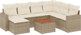 vidaXL Set canapele de grădină, 8 piese, cu perne, bej, poliratan