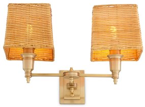 Aplica de perete LUX cu abajur din ratan Lexington alama antic