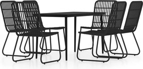 vidaXL Set de servit masa pentru grădină, 7 piese, negru