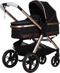 Carucior nou nascuti 2 in 1 NOVOKIDS™ X2000 series, Cu geanta bebe, Cadru Aluminiu Gold, Amortizoare, Roti din cauciuc plin AVE, Landou, Spatar
