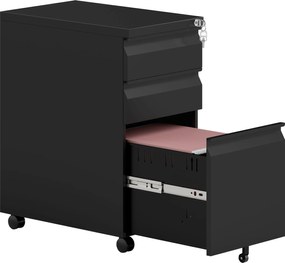 Vinsetto dulap pentru dosare din metal, dulap de birou, 3 sertare, mobil, Negru | Aosom Romania