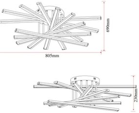 Lustră LED cu 9 surse de iluminare, 164W, cu telecomandă – Design elegant auriu