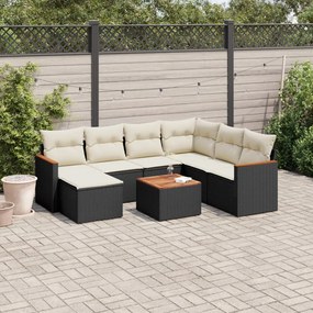 3226210 vidaXL Set mobilier de grădină cu perne, 8 piese, negru, poliratan