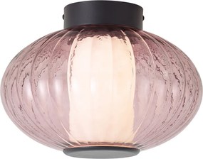 Plafonieră de design neagră 28cm cu sticlă mov incl. LED cu 3 trepte de intensitate luminoasă - Margherite