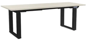 Masă înălțime reglabilă OfficeTech Strong 200 x 80 cm, picioare negre, frasin alb