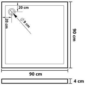 Cadita de dus cu puncte, alb, 90x90x4 cm, ABS 90 x 90 x 4 cm