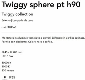 Tarus LED iluminat exterior IP65 Twiggy sphere pt H-90cm cafeniu