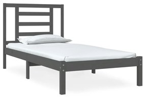 3104310 vidaXL Cadru de pat mic single, gri, 75x190 cm, lemn masiv