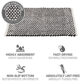 Covoraș de baie alb-negru din material textil 50x80 cm Covelo – Wenko