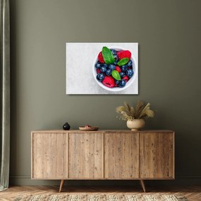 Tablou pe sticlă - bol cu fructe de pădure (70x50 cm)