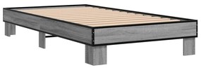 845870 vidaXL Cadru de pat, gri sonoma, 100x200 cm, lemn prelucrat și metal