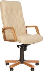 Scaun directorial HAVANA EXTRA, brate din lemn, piele naturala, Crem