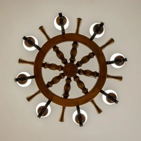 Brilagi - Candelabru suspendat pe lanț TIMONA, 8xE14/40W/230V, Ø 70 cm, fag