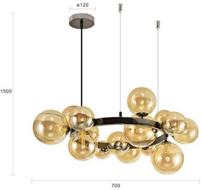 Lustră LED pe cablu Brilagi MILLA 15xG9/3W/230V crom lucios/auriu