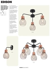 Redo 01-1577 - Candelabru cu tijă EDISON 5xE27/42W/230V, Ø 53 cm, negru/cupru