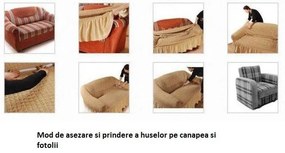 Set 2 huse elastice si creponate pentru fotolii, cu volanas, culoare Verde