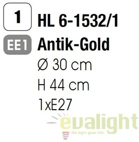 Pendul design rustic Manto Latern HL 6-1532/1 Antik-gold OR