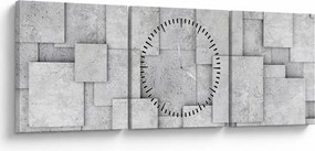 Tablou - Abstracție cu faianță de beton (cu ceas) (90x30 cm)