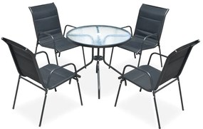 43318 vidaXL Set mobilier de exterior, 5 piese, negru, oțel