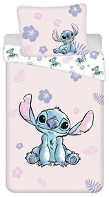 Jerry Fabrics Lenjerie de pat din bumbac Lilo and Stitch Pink, 140 x 200 cm, 70 x 90 cm