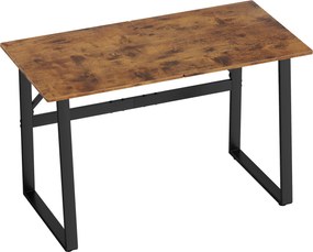 HOMCOM Birou pentru Computer, 120x60x76 cm Birou Lungu cu Colțuri Rotunjite și Structură din Oțel, Masă PC Industrială, pentru Casă, Studiu, Dormitor, Birou, Maro Rustic | Aosom Romania