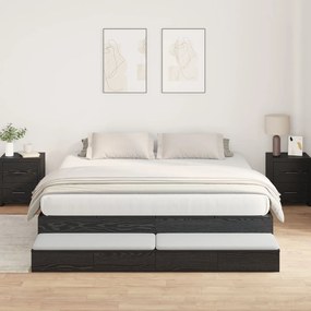 vidaXL Cadru de pat cu depozitare Stejar negru 200x200 cm