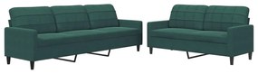 3278473 vidaXL Set de canapele cu perne, 2 piese, verde închis, catifea