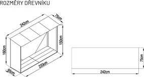 Adapost pentru lemne, sopron metalic, 242 x 75 x 160 cm.