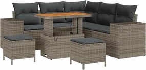 vidaXL Set de canapele pentru grădină cu pernă cu depozitare 8 pcs Gri