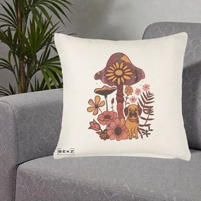 Perna Decorativa Ciuperca Caine Boho, 40x40 cm, Crem Reliefat, Husa Detasabila, Perna Inclusa, BEKZ®
