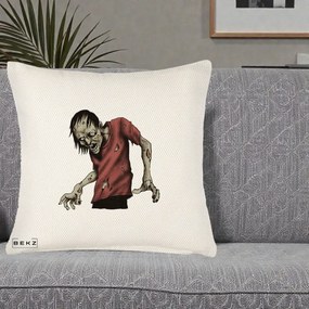 Perna Decorativa Halloween Zombie Infricosator, 40x40 cm, Crem Reliefat, Husa Detasabila, Perna Inclusa, BEKZ®
