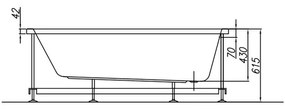 Cada baie incastrata 150 x 70 cm KolpaSan, Tamia 1500x700 mm