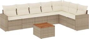 vidaXL Set canapele de grădină, 8 piese, cu perne, bej, poliratan