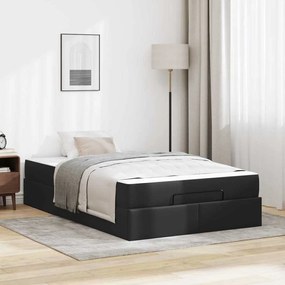 vidaXL Cadru de pat cu saltea Negru 120 x 190 cm Piele artificială