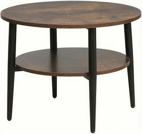 Masuta cafea ELLA B, maro rustic/negru mat, PAL/metal, 60x45 cm