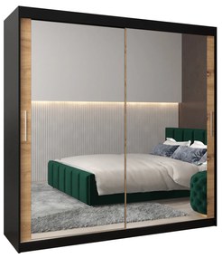 Dulap de haine 200 cm Toki 3 (negru mat + stejar artisan). 1065103