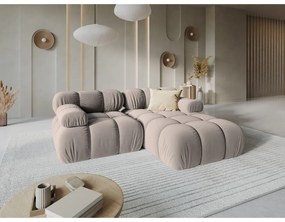 Colțar modular maro deschis cu tapițerie din catifea (cu colț pe partea dreaptă) Bellis – Micadoni